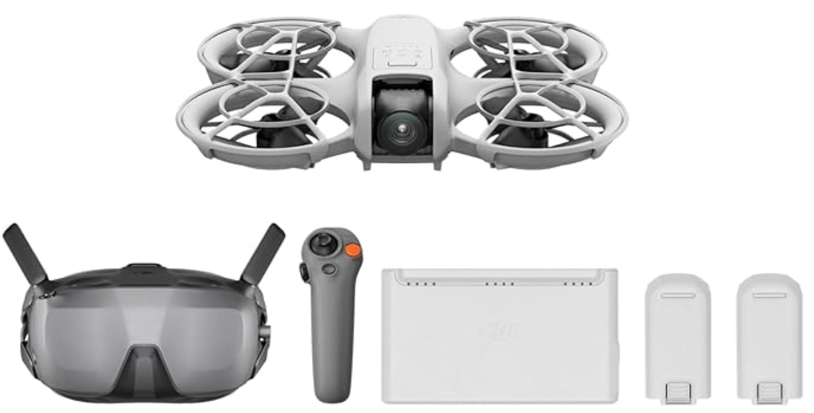 Bundle Motion Fly More DJI Neo, Mini Drone avec Caméra 4K UHD pour Adultes, Drone Suiveur qui Vole Seul de 135 g, Décollage du Creux de la Main