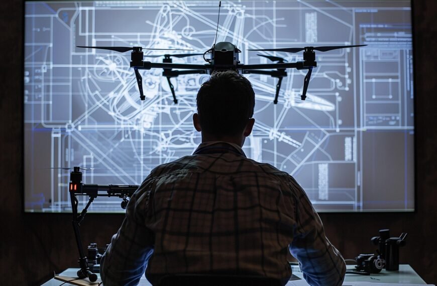 drone militaire, plan de drone en avant plan un homme militaire