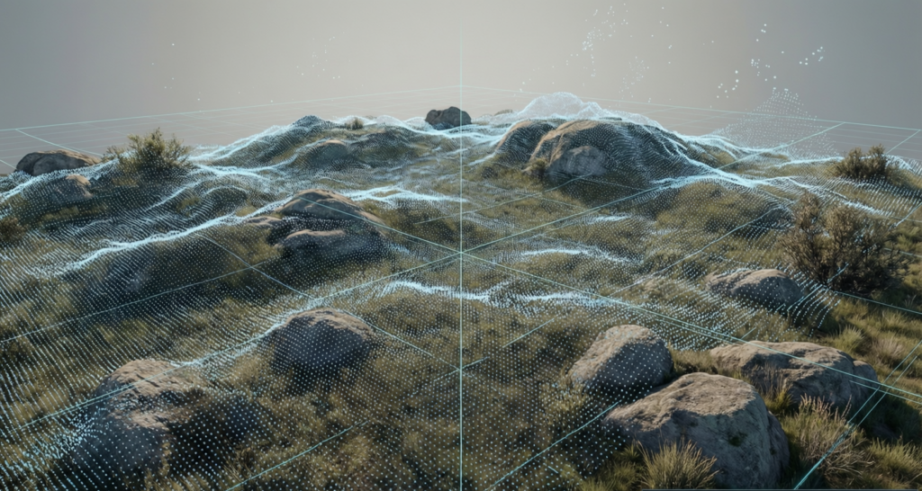 Exemple de nuage de points généré par drone photogrammétrie