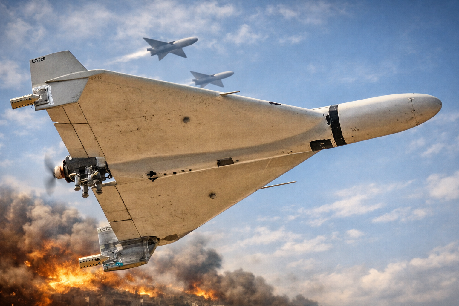 Drone Shahed-136 en action — munition rôdeuse iranienne